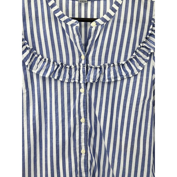 Old Navy Ruffle Stripe Blouse Shirt Cotton Button Front Women's Size M - Picture 4 of 5